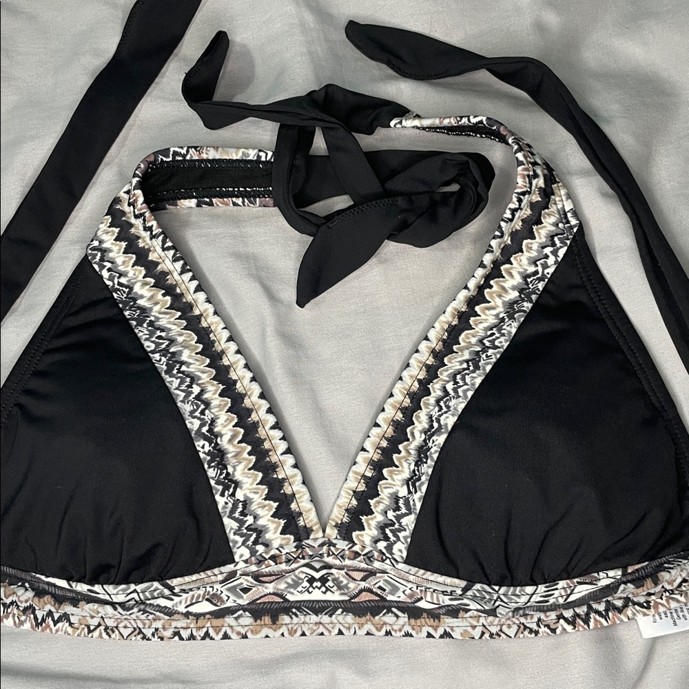 Athleta Like New Black Aztec Patterned Bikini Top Adjustable Padding Size Small - Picture 5 of 5